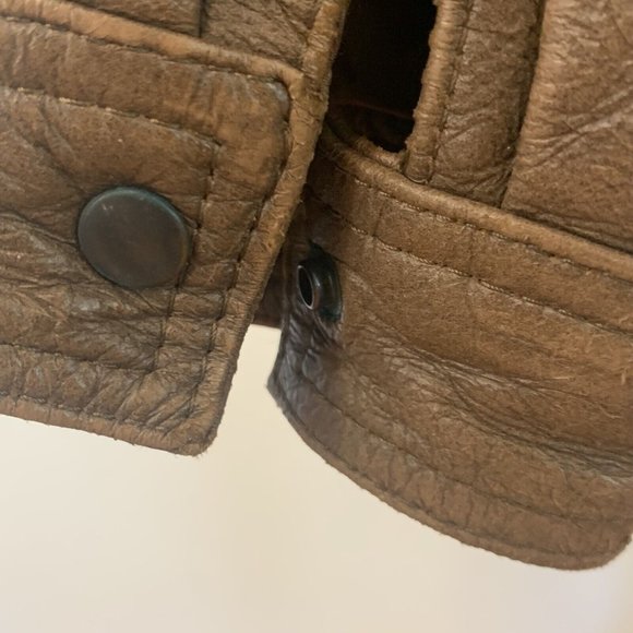 Distressed brown leather Womens jacket coat SZ Large - Vintage - Picture 6 of 7